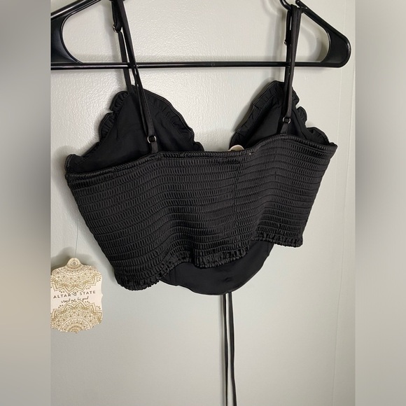 Altar'd State Black Corset Crop Top Adjustable Straps Size Medium Tie Front - Picture 5 of 7